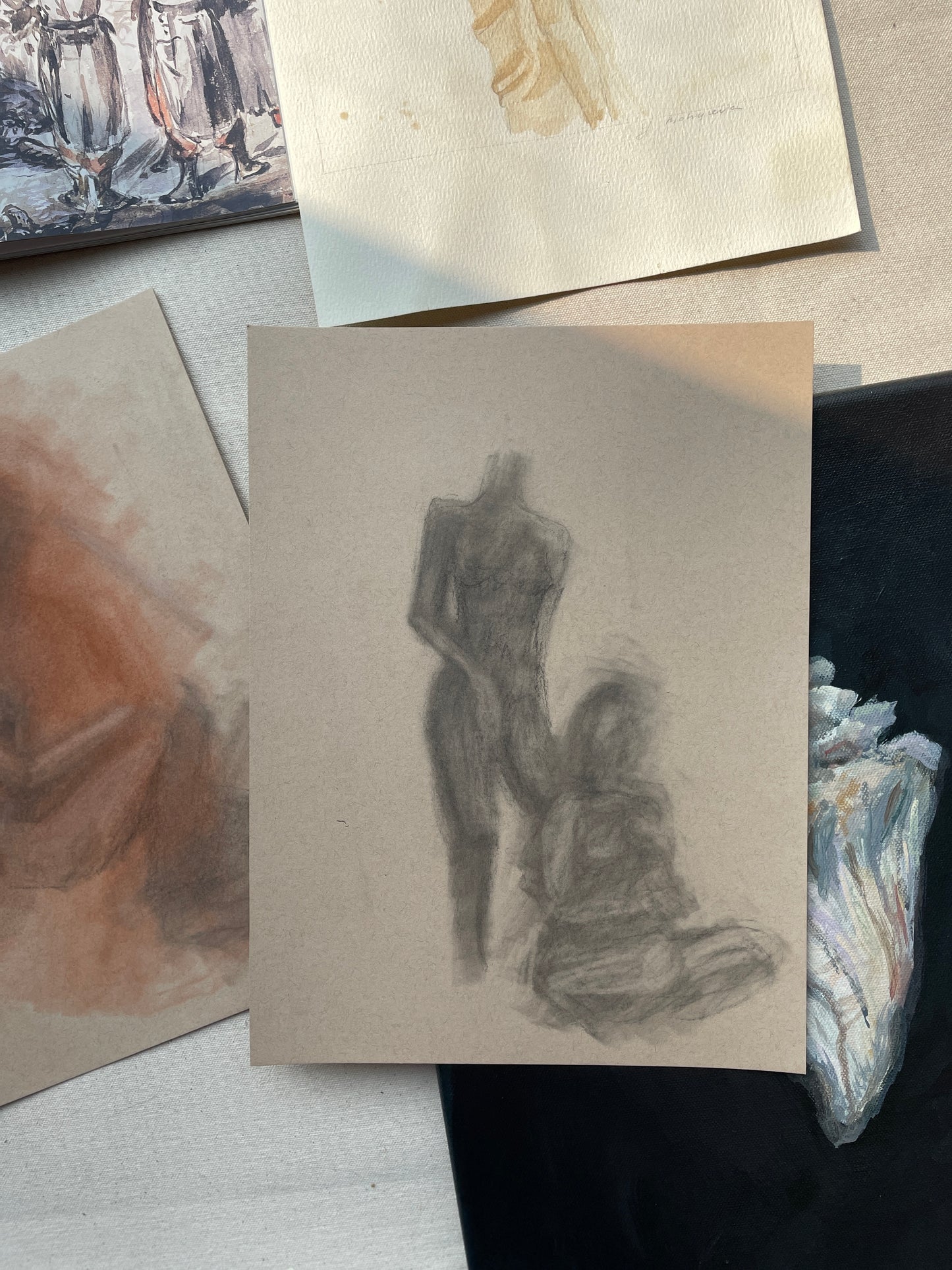 beige and white art