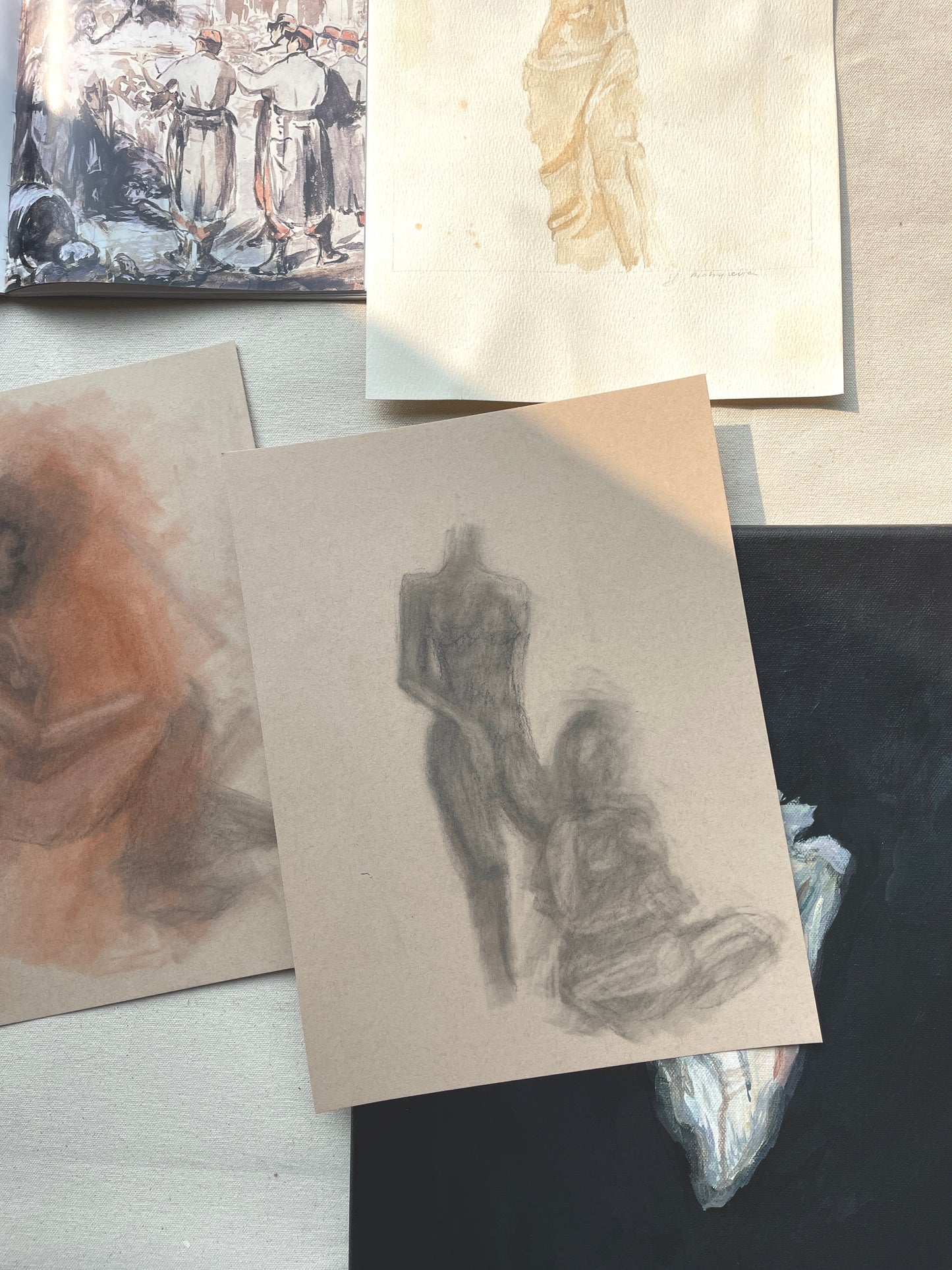 unframed black and white art
