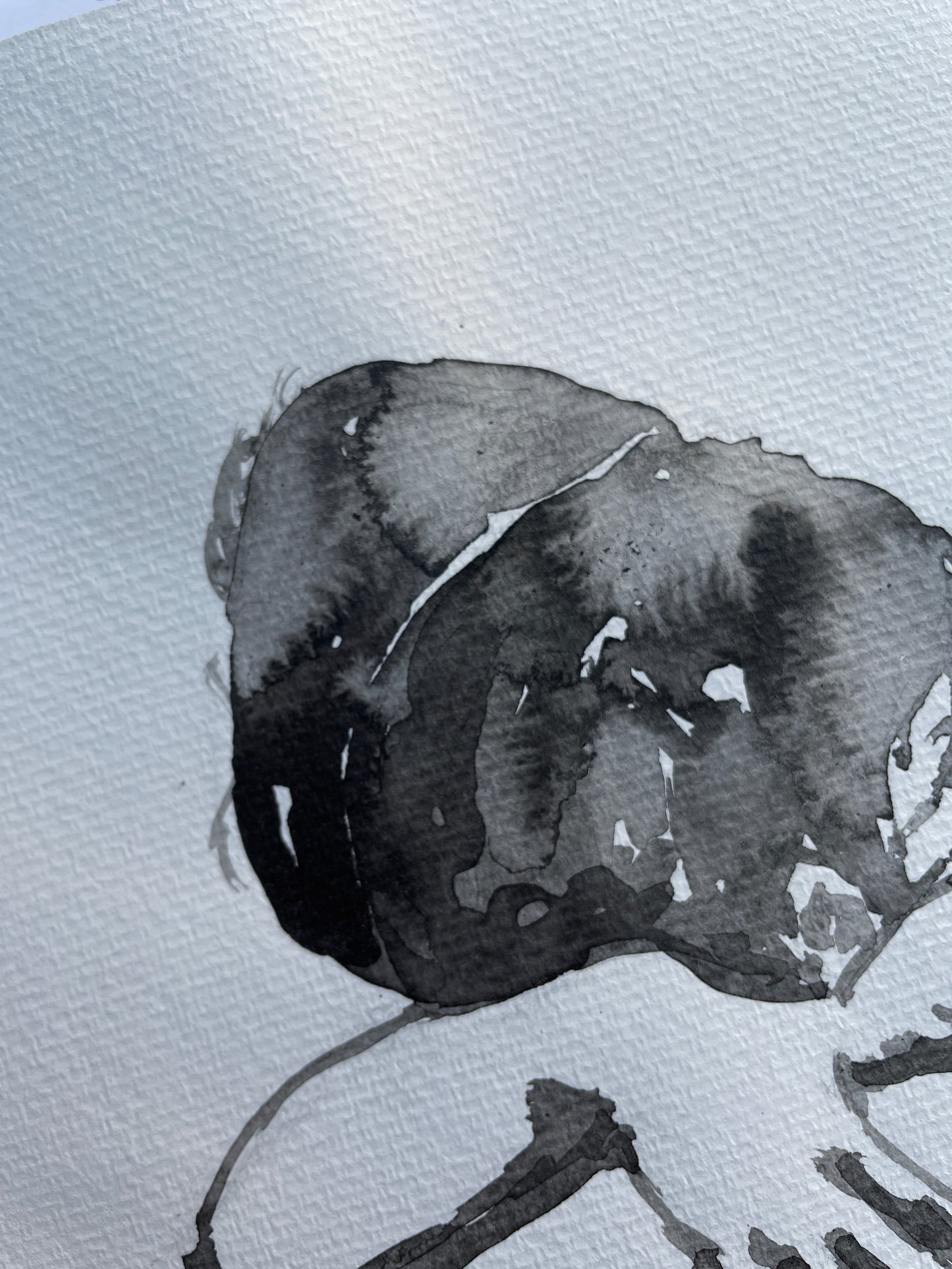 Ink painting of two people sharing a moment