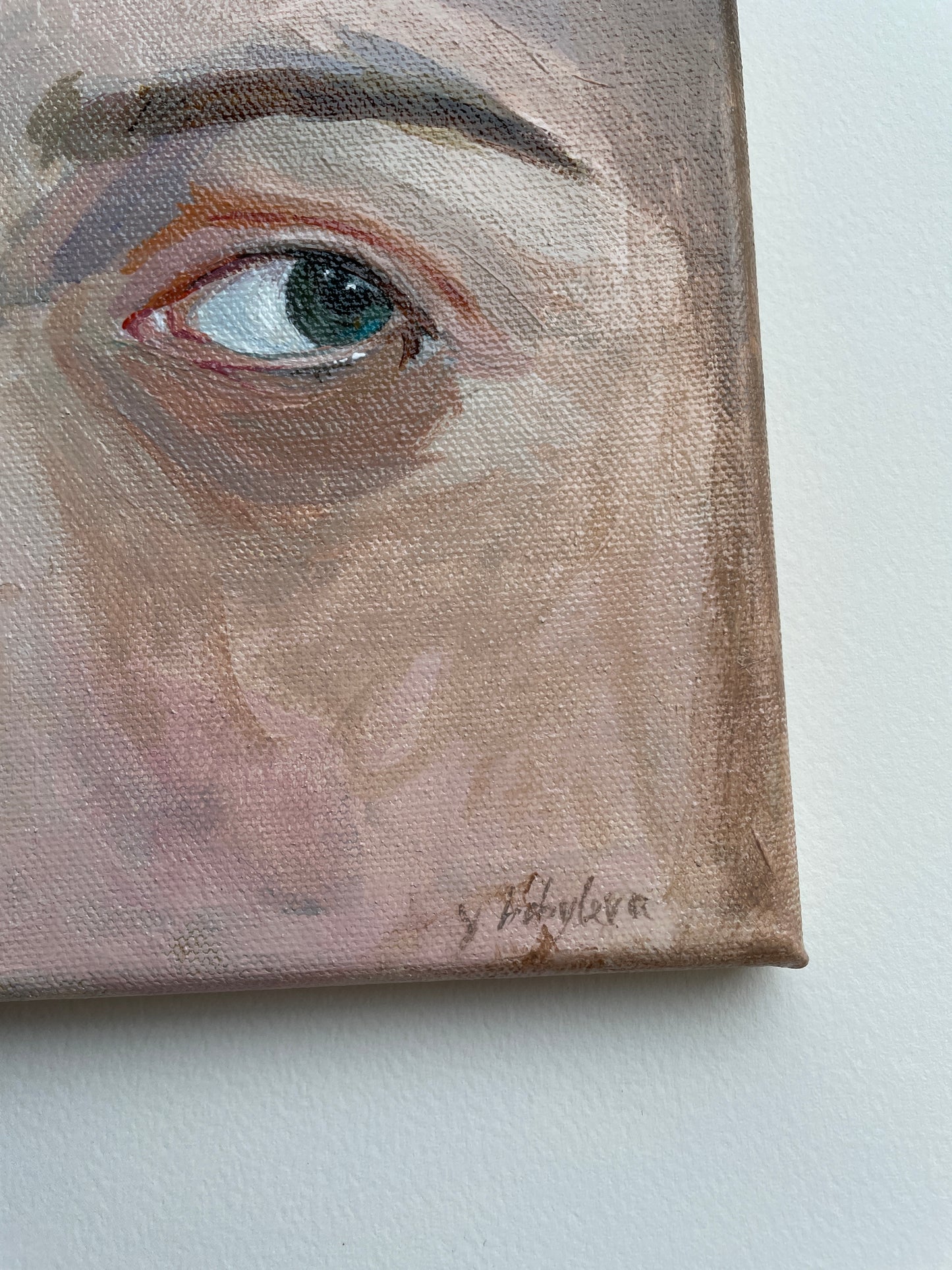 X SOLD An eye. Petite work in acrylics on stretched canvas.
