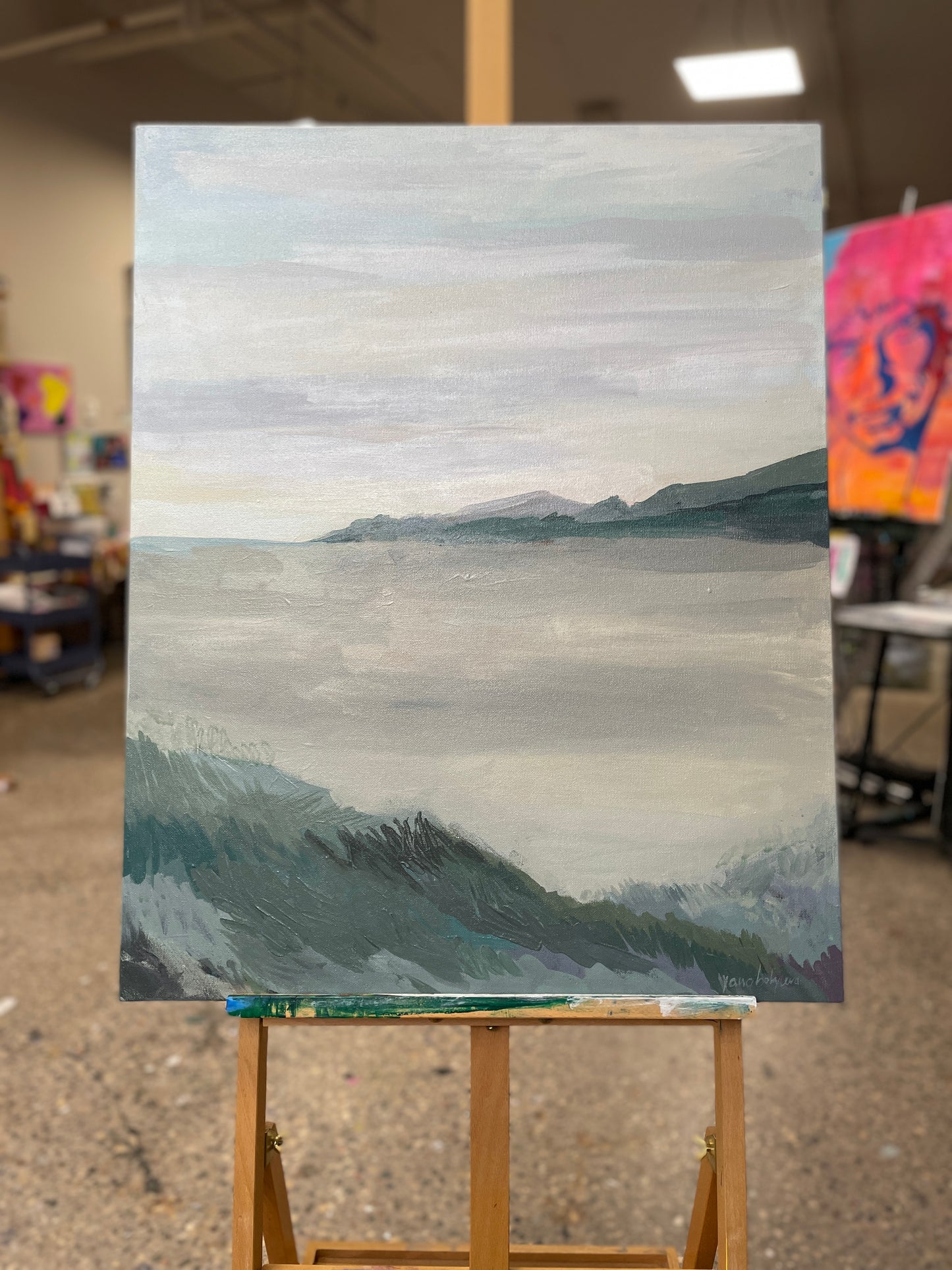 Landscape. Minimalist home. Acrylics on stretched canvas.