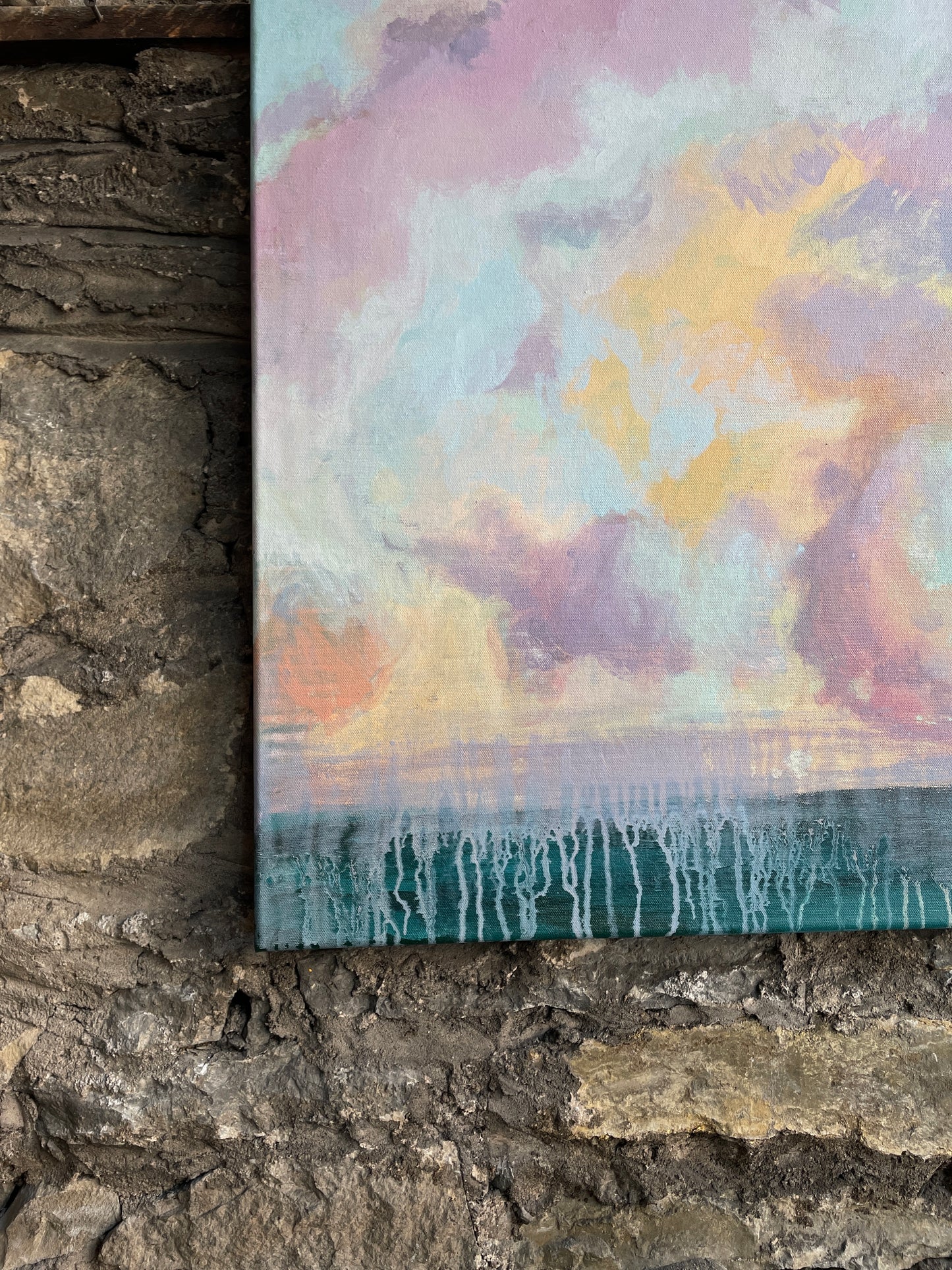 Calming cloud painting for baby's room