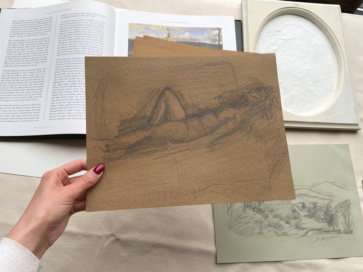 Minimalist figure drawing on craft paper