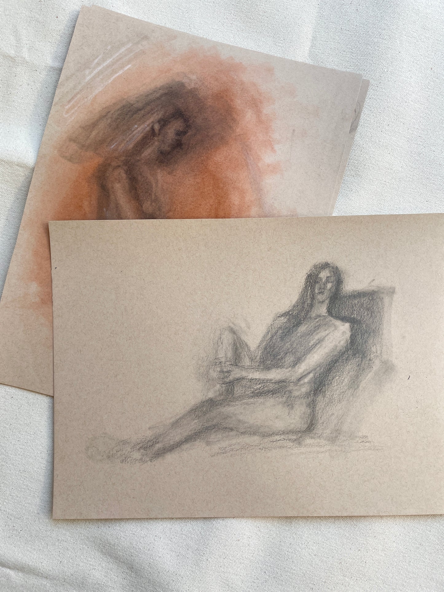 Serene female figure captured in minimalist sketch art