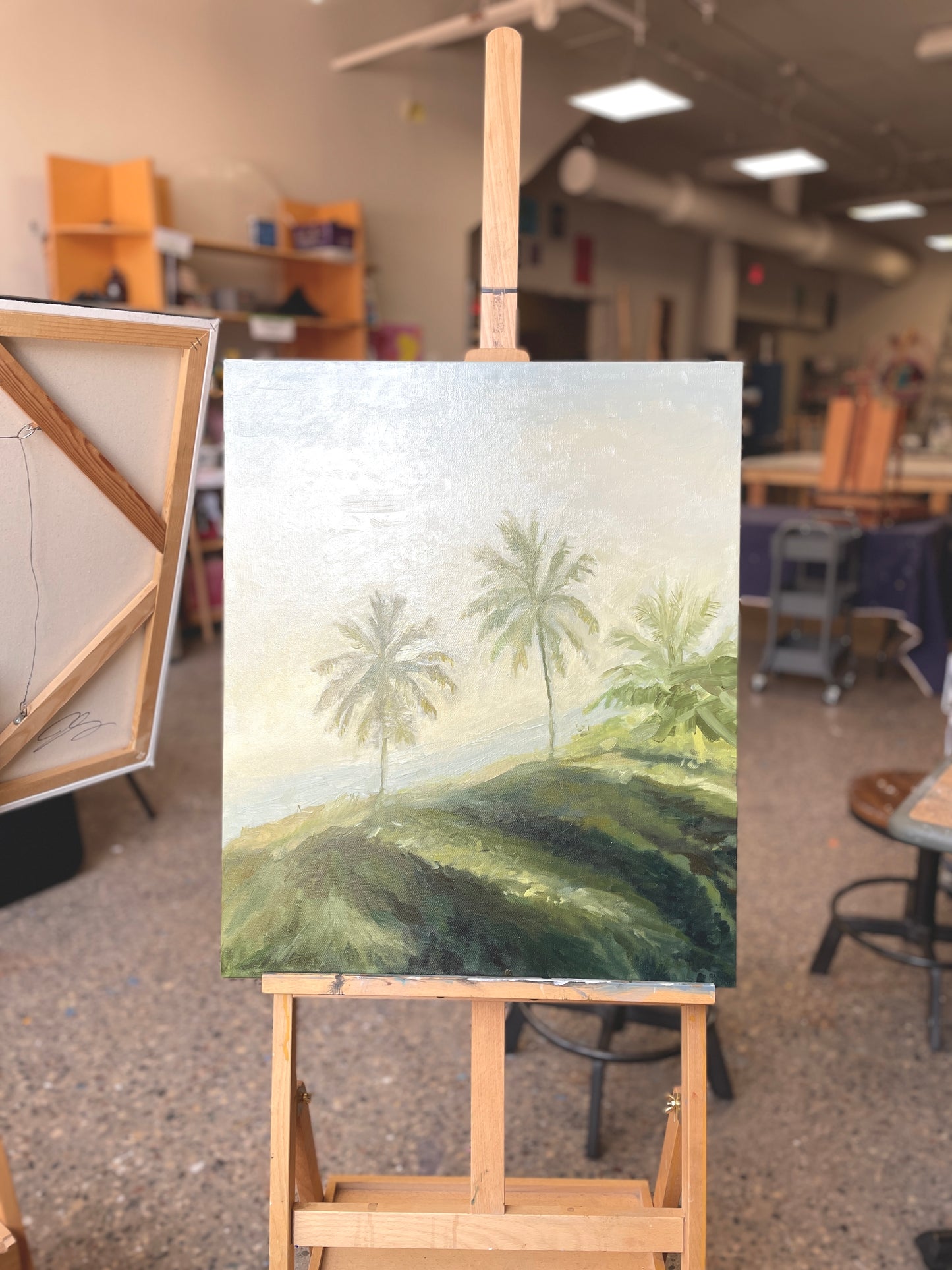 unframed palm tree artwork	
