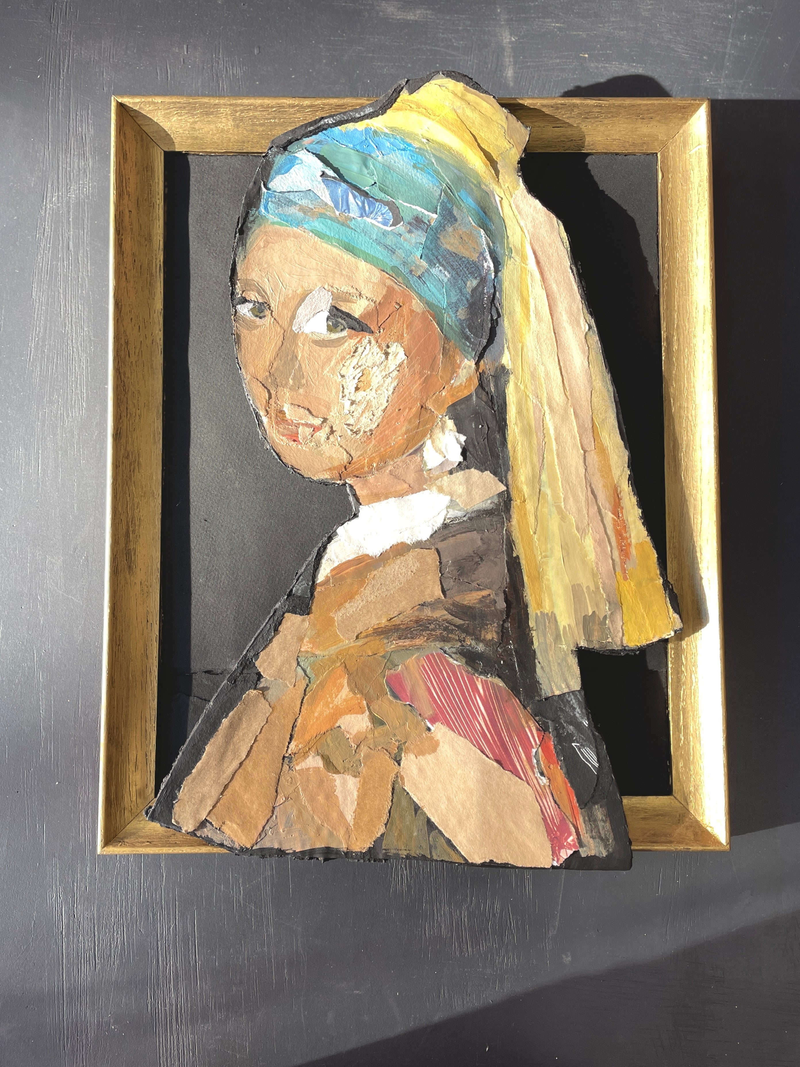 Authentic Original - Abstract Girl with Pearl Earring Vermeer Painting // Palette Knife Impasto Painting on Paper // 11x14