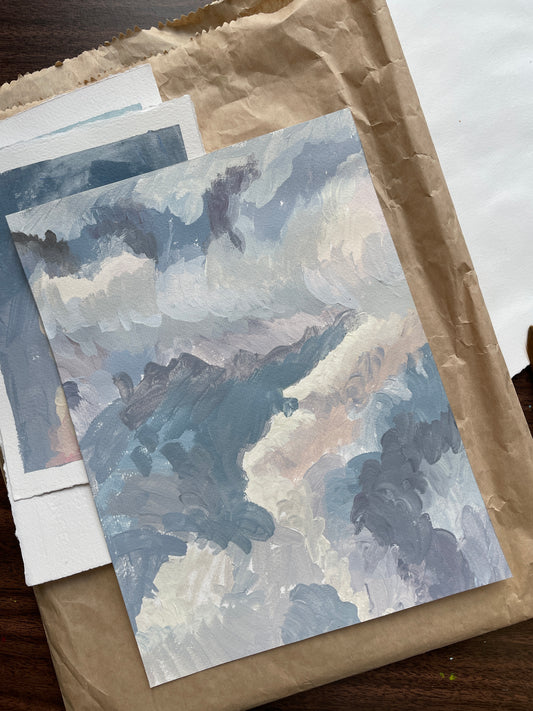 Baby blue cloud painting
