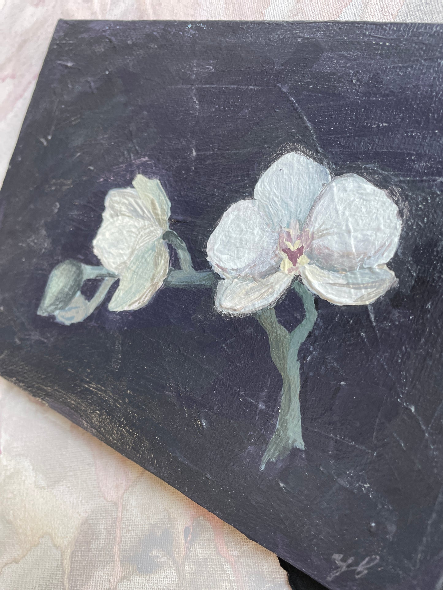 X SOLD The orchid study. Acrylics on stretched canvas.