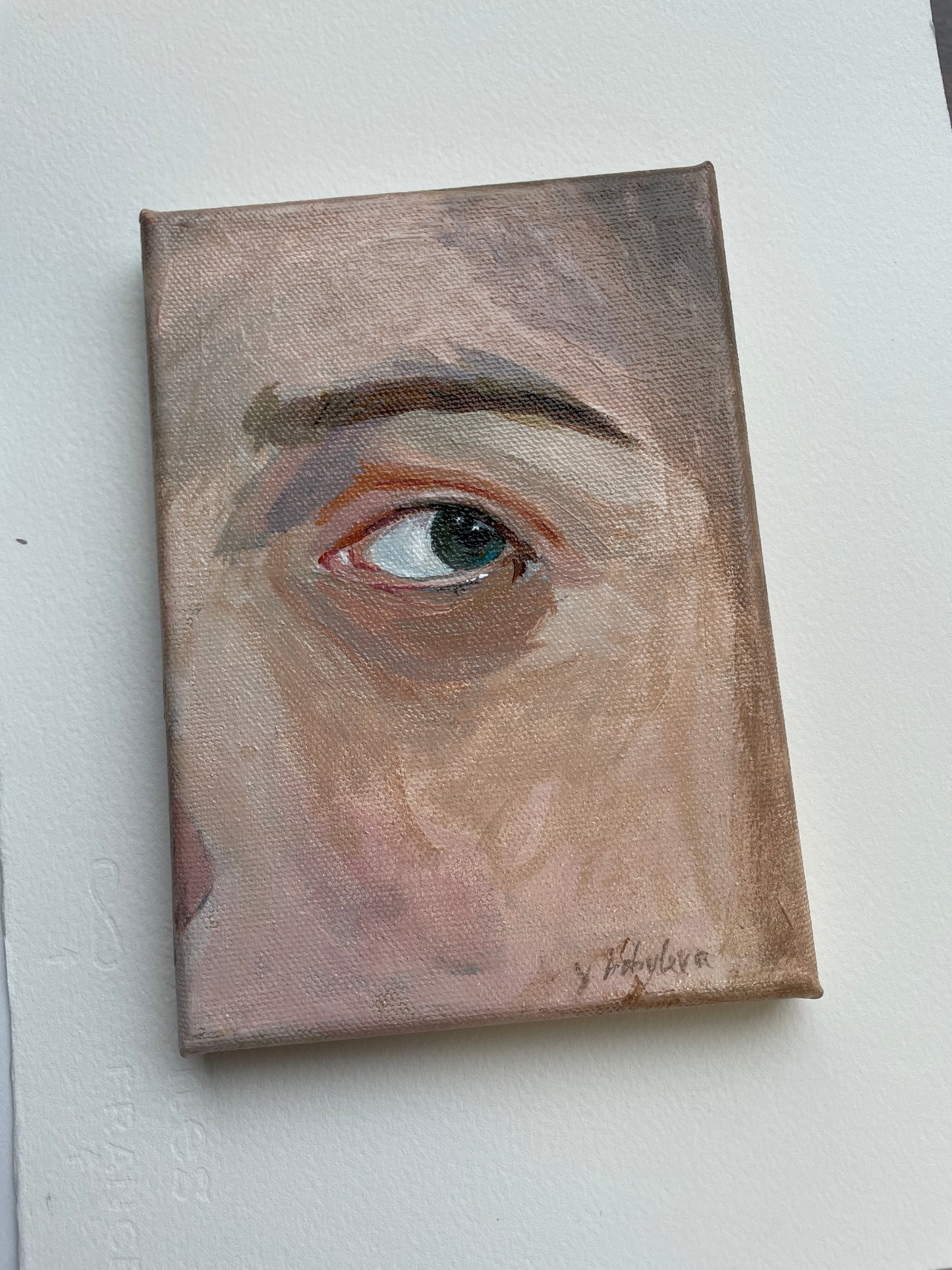 X SOLD An eye. Petite work in acrylics on stretched canvas.