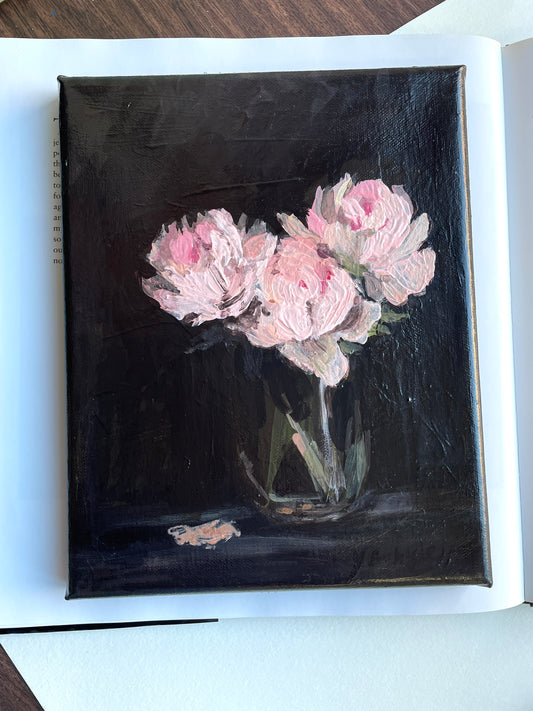 X SOLD Peonies Texture Painting. Acrylics on stretched canvas.