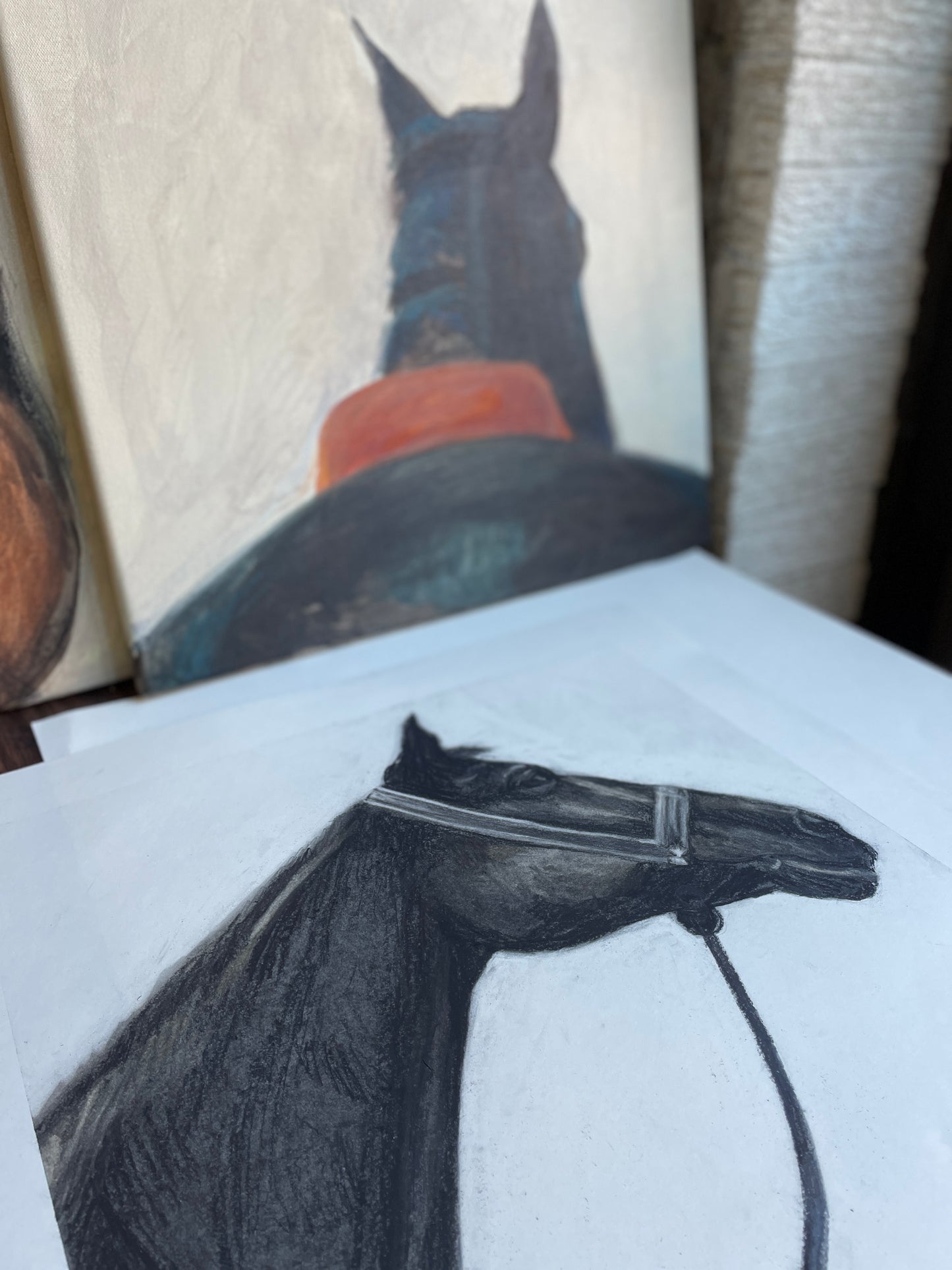 Beautifully shaded horse drawing on paper