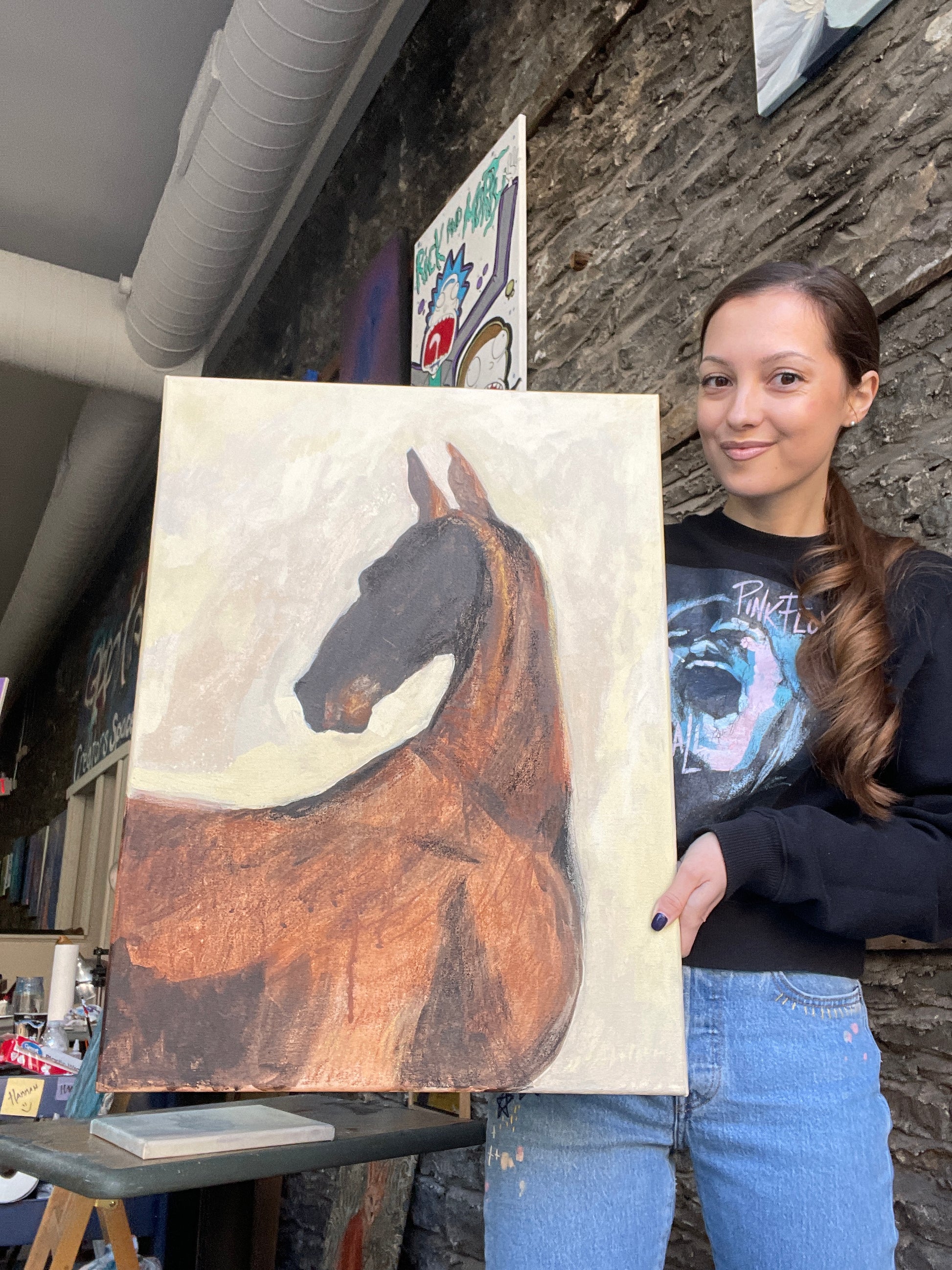 Brown horse profile art