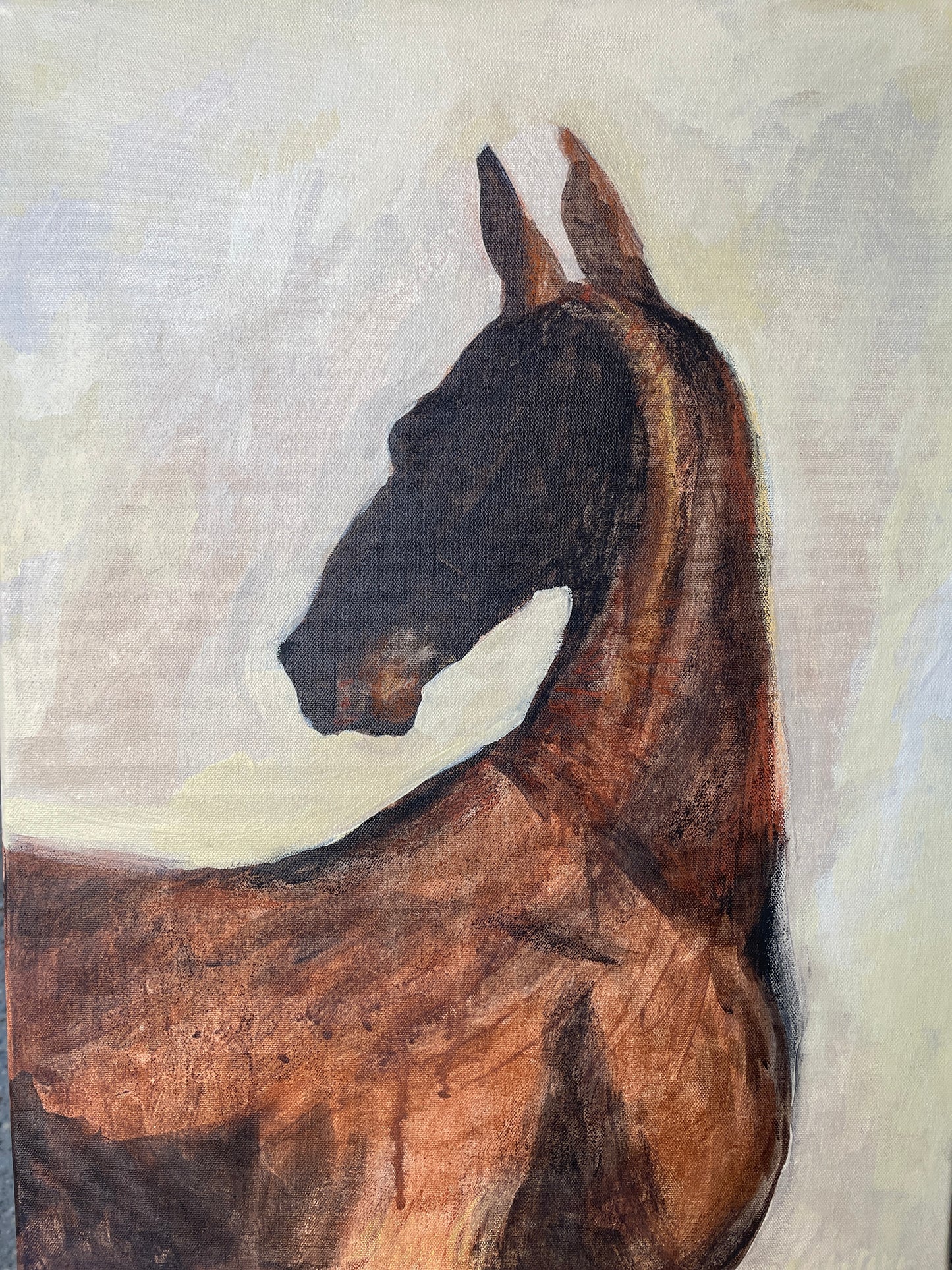 Horse spine painting in brown shades