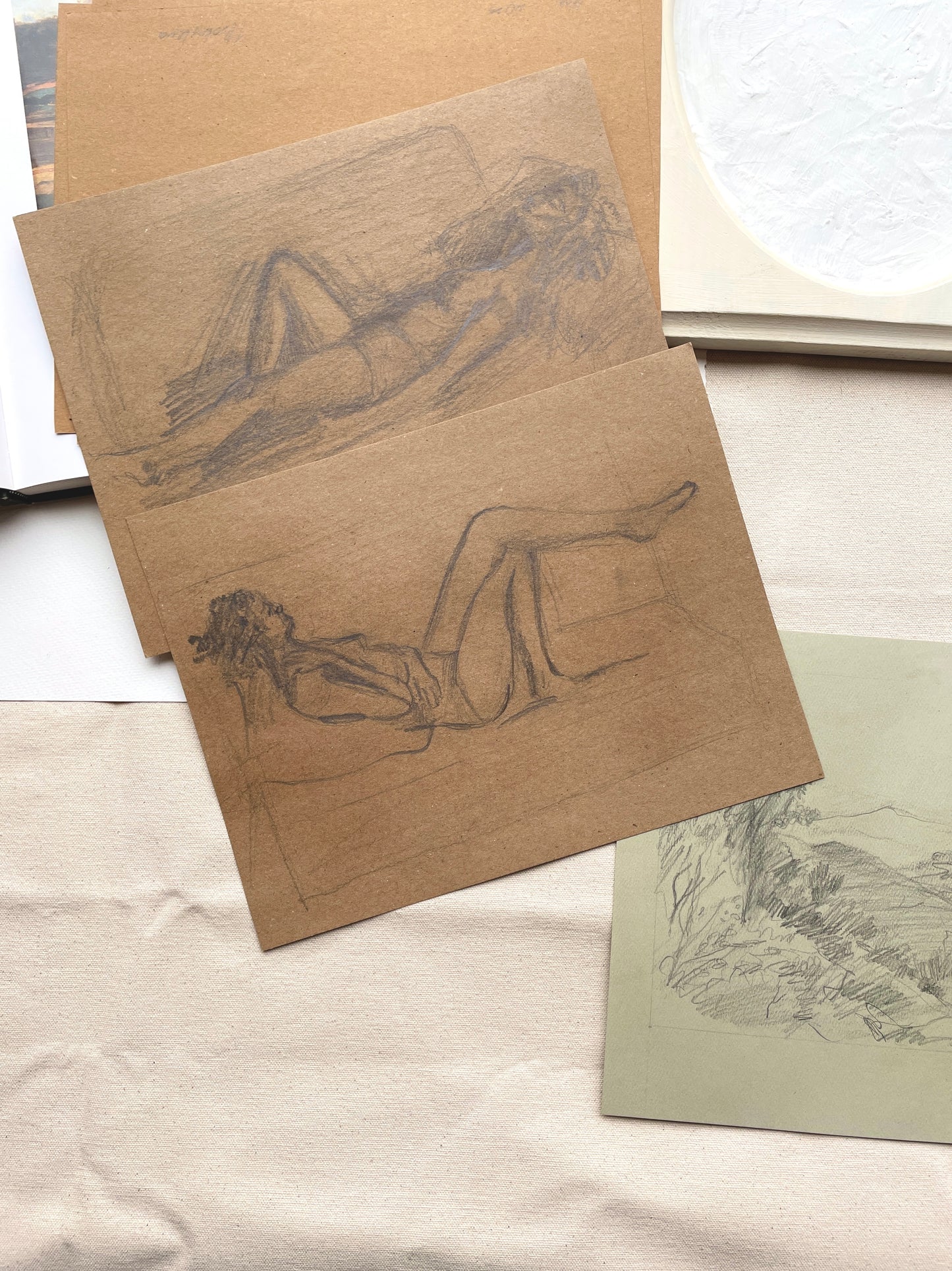 Craft paper drawing of woman lying down