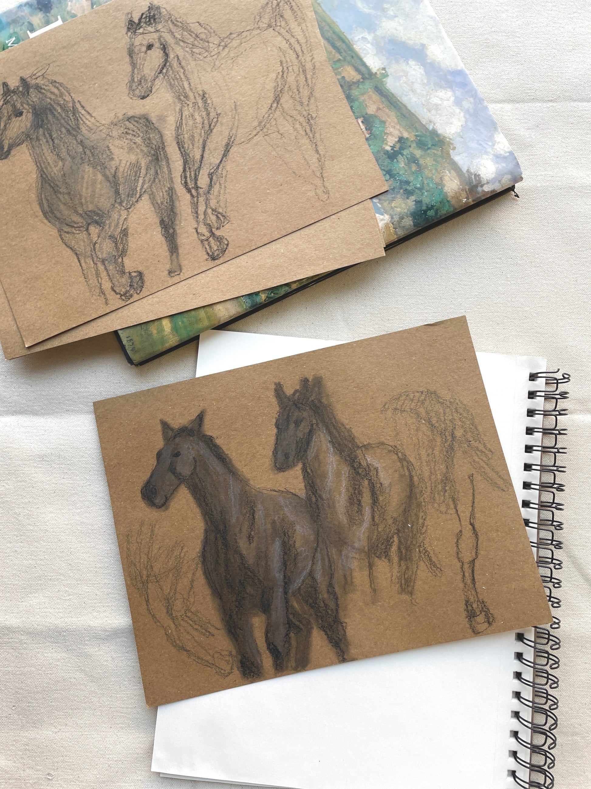 Charcoal Horses on Craft Paper