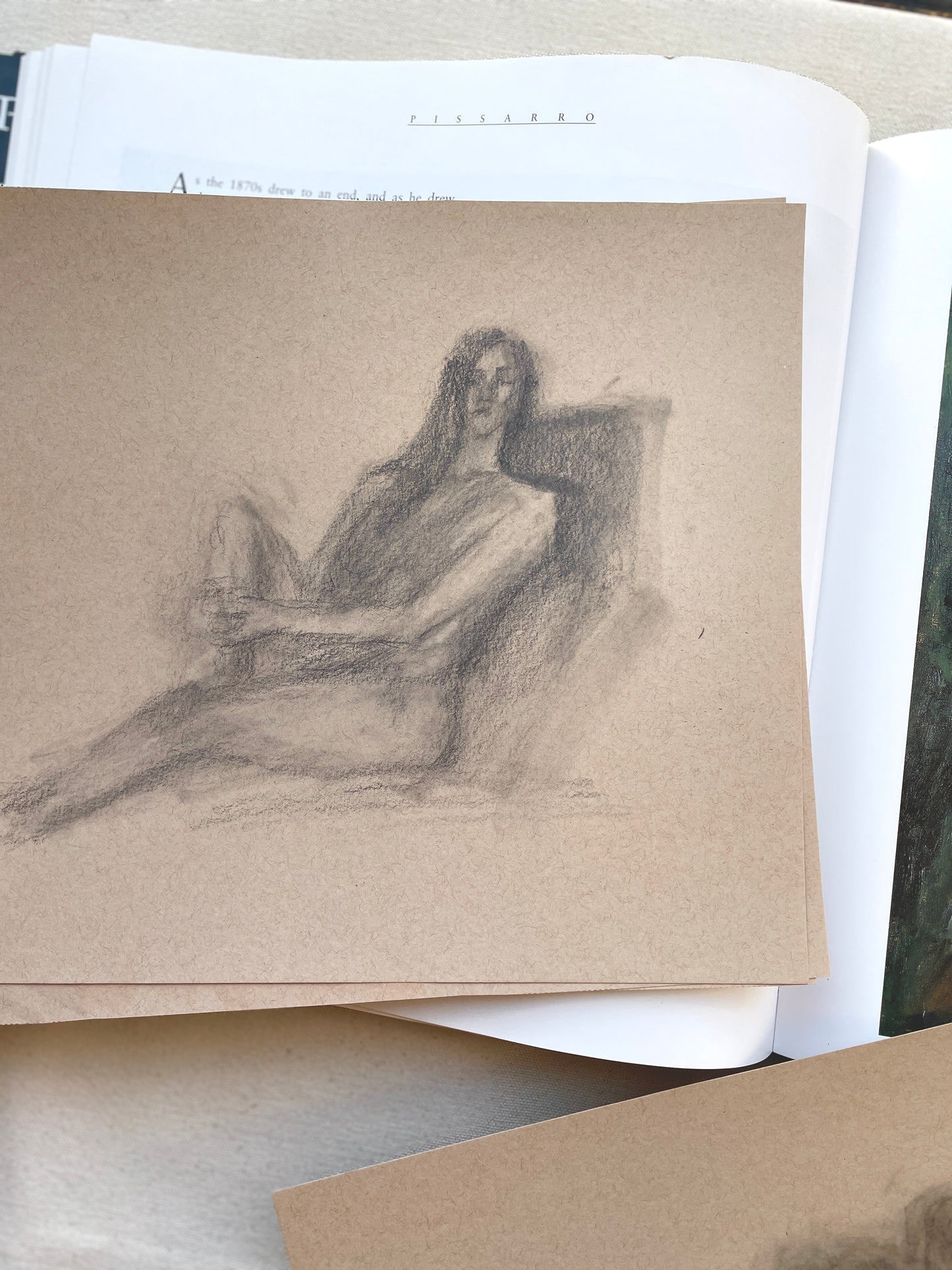 Simple and elegant figure drawing of a woman with graphite